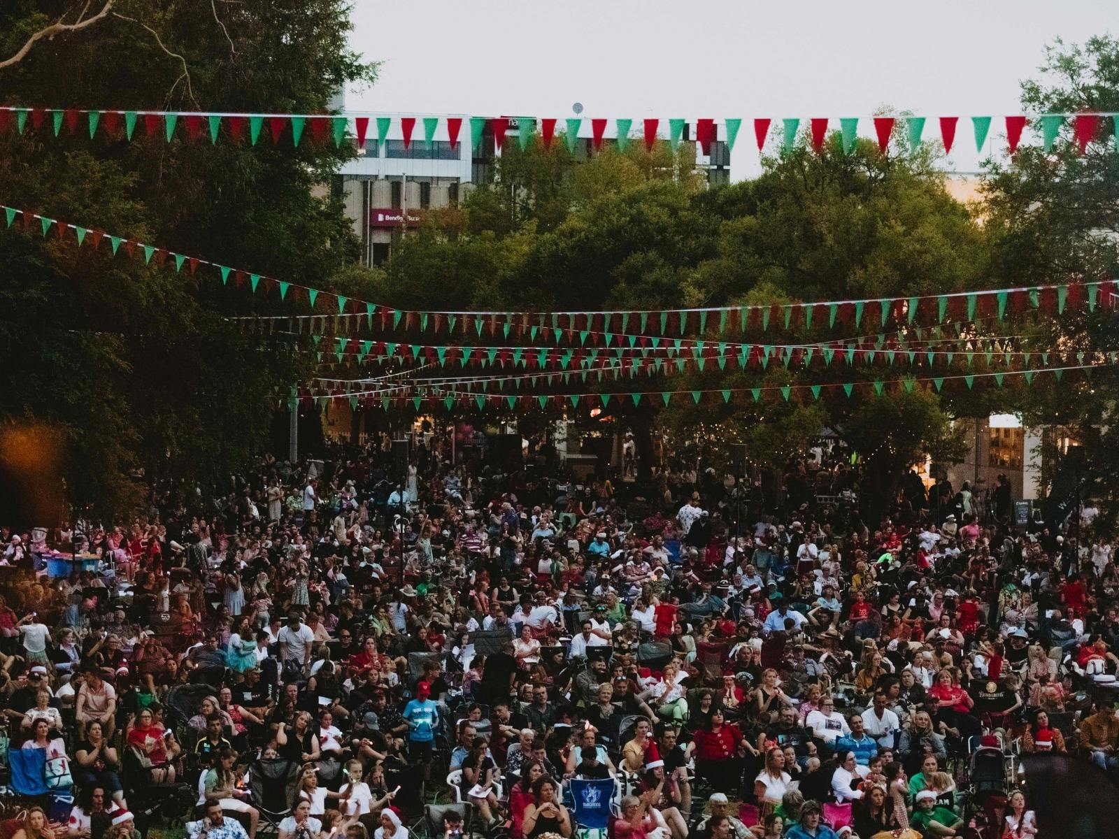 Aerial shot of crowd.