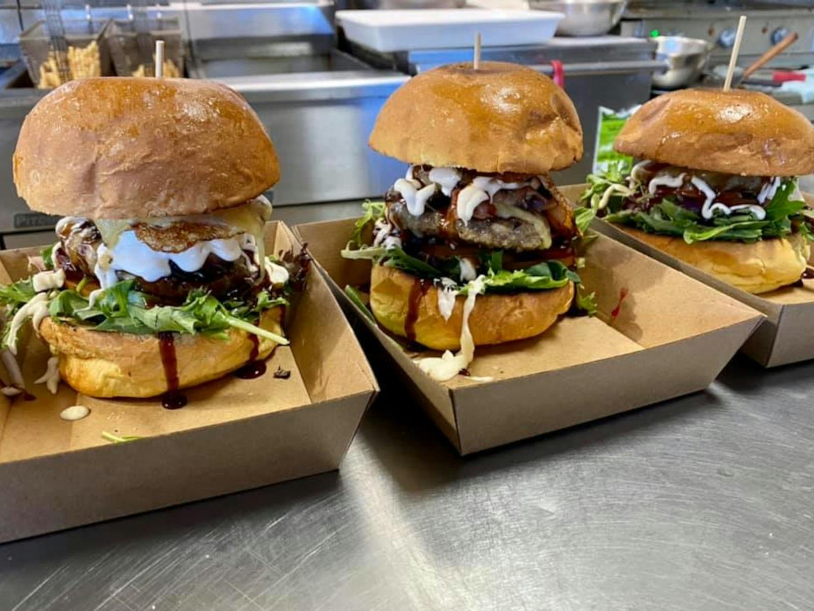 Burgers ready to be eaten