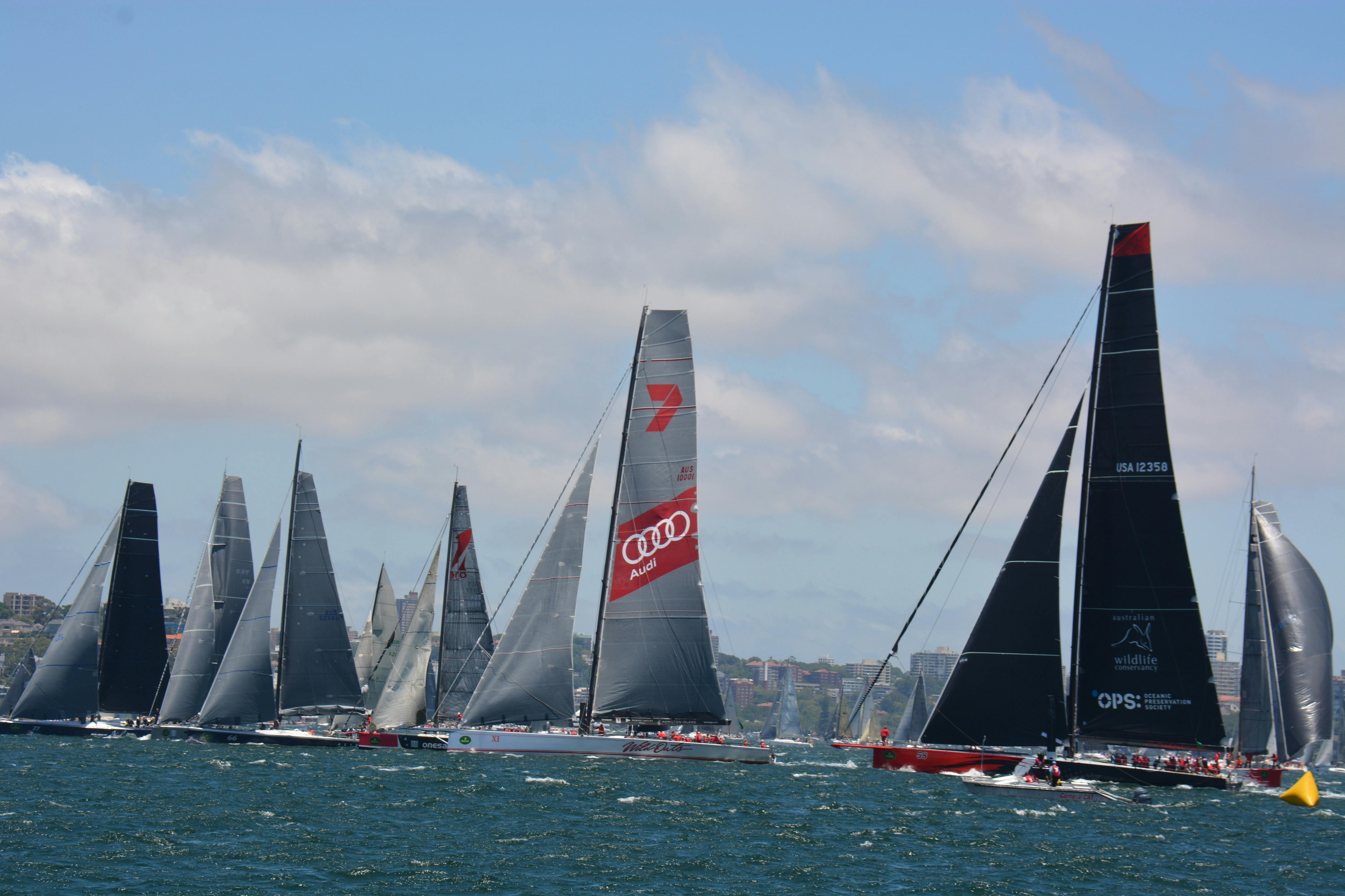 You can see the yellow buoy on the start line