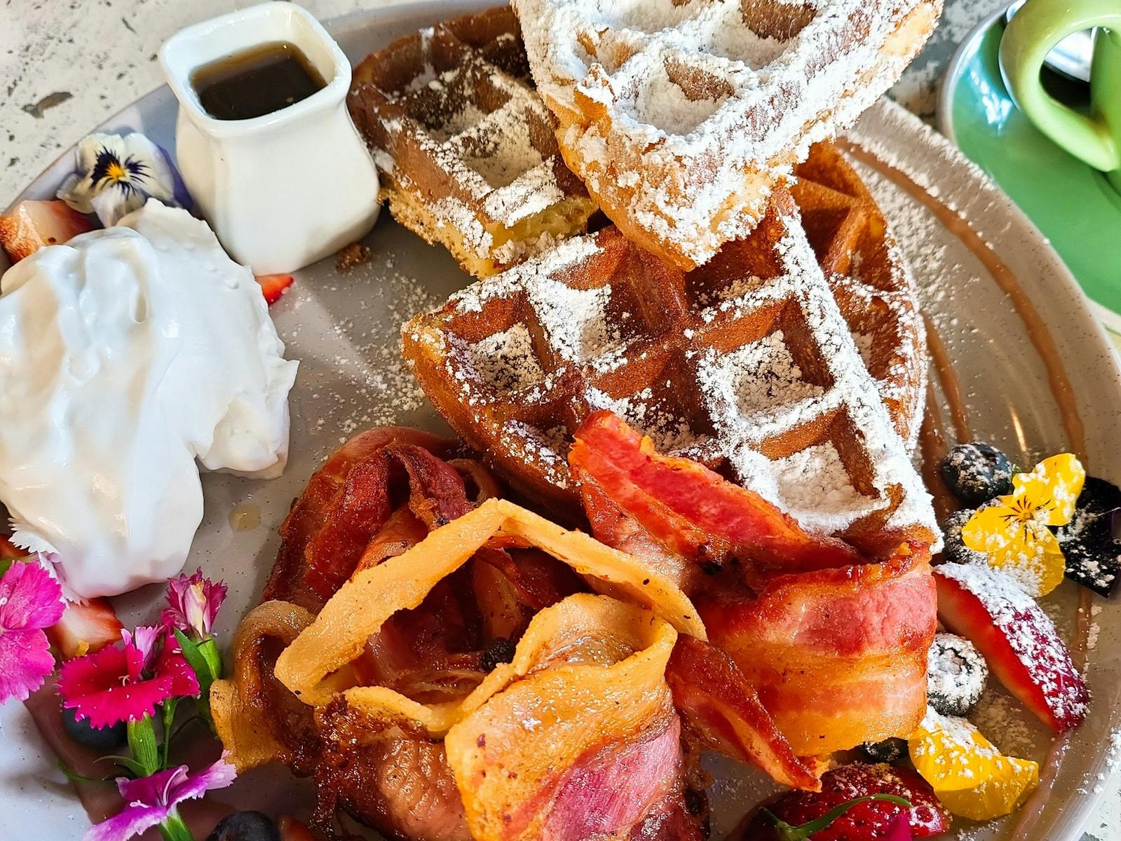 Waffles & Bacon, Rafter & Rose Waffles & Bacon, Rafter & Rose
