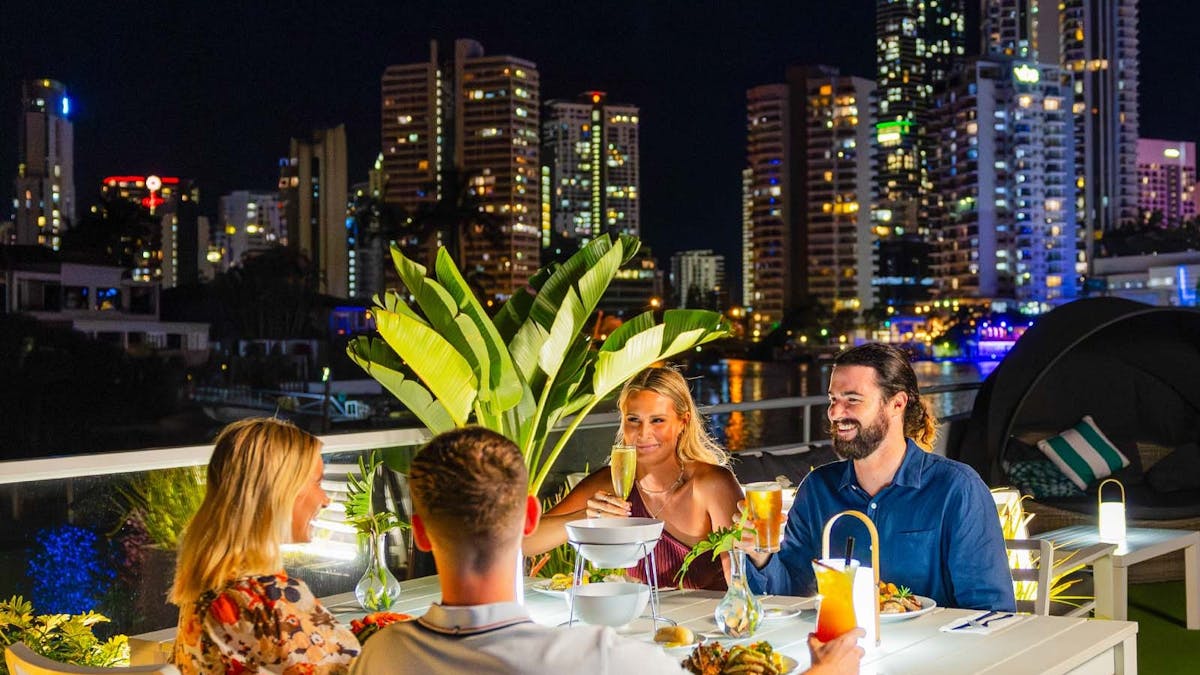 Friends dining on Sea World Cruises Buffet Dinner Cruise