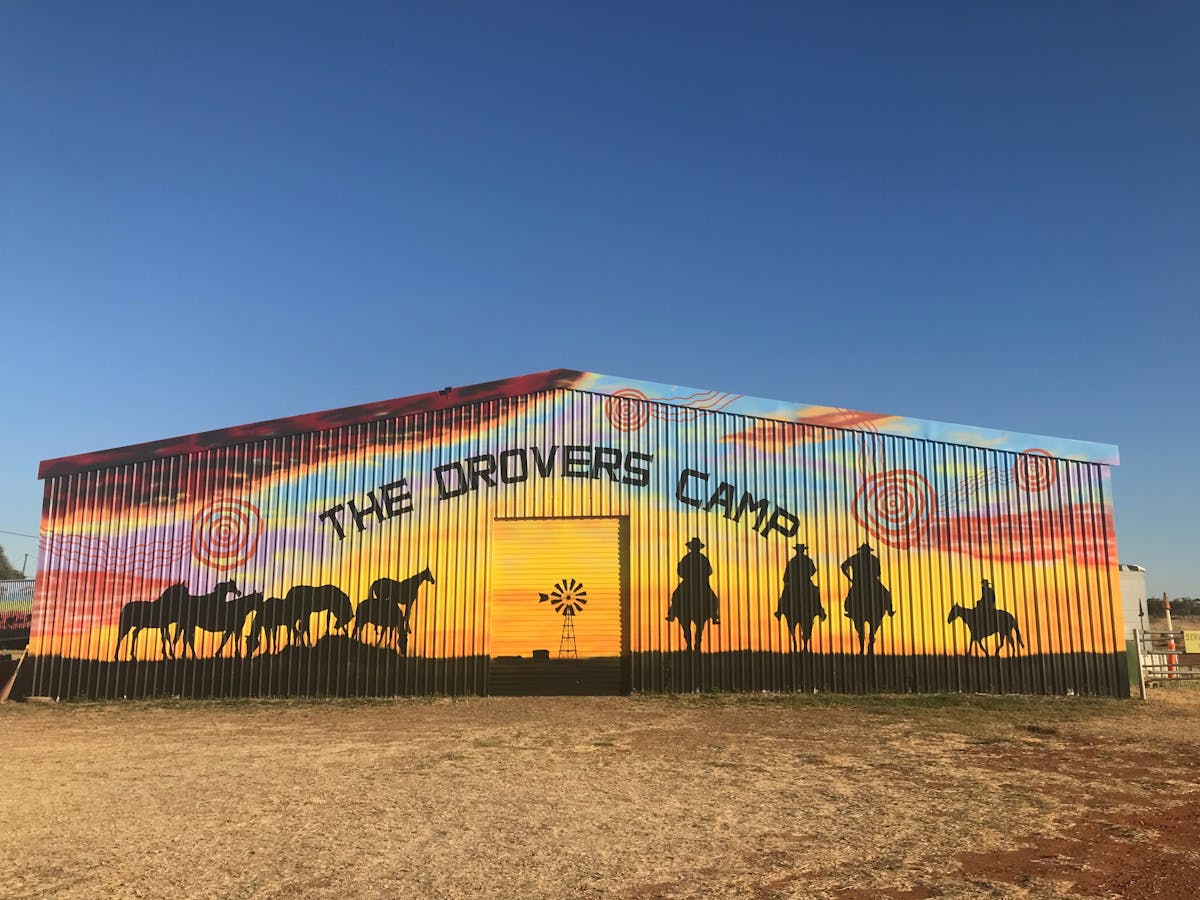 Mural on museum as you drive in Mural on museum as you drive in