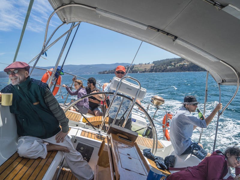 Sailing back from Bruny Island on Helsal IV