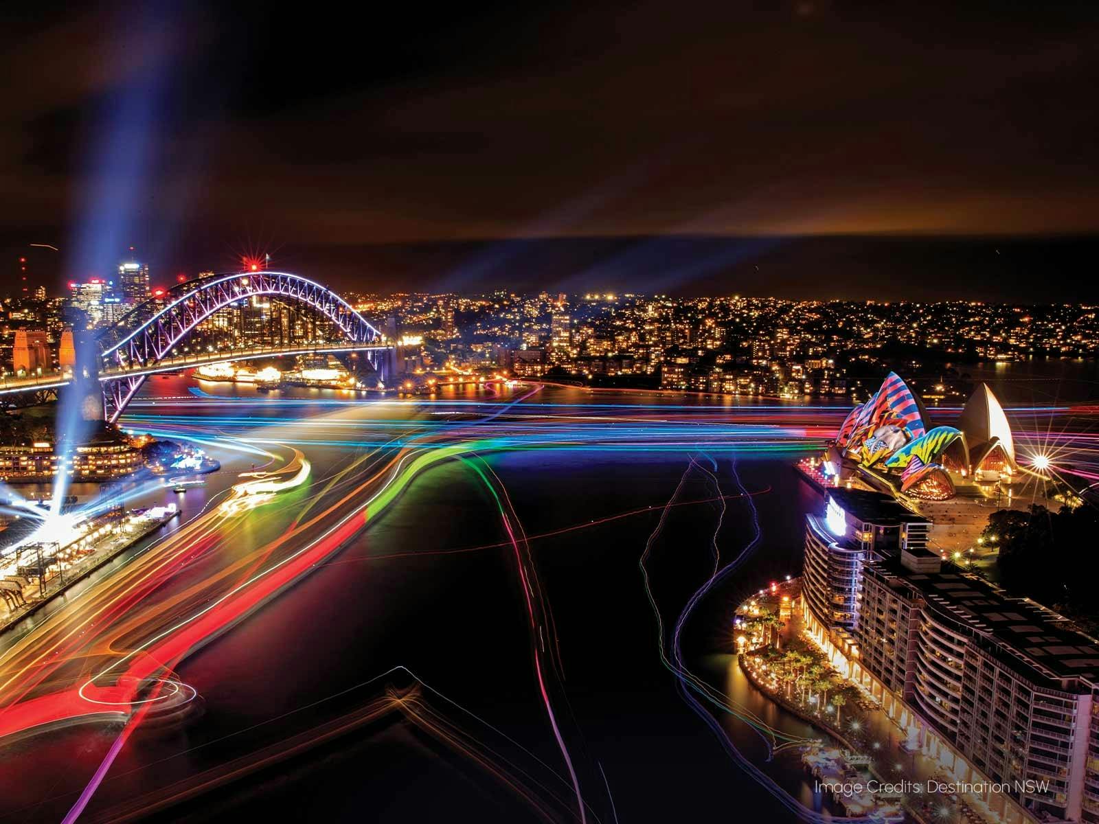 The extravaganza on the harbour during Vivid Sydney