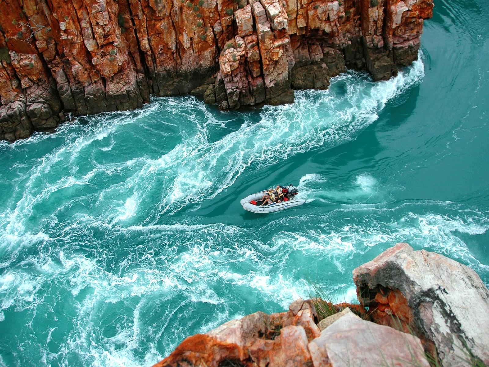 Zodiac Carrying Guests Through Horizontal Falls