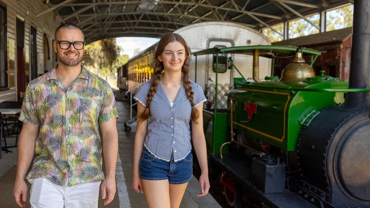 Young travellers at the Mount Morgan Rail Museum.