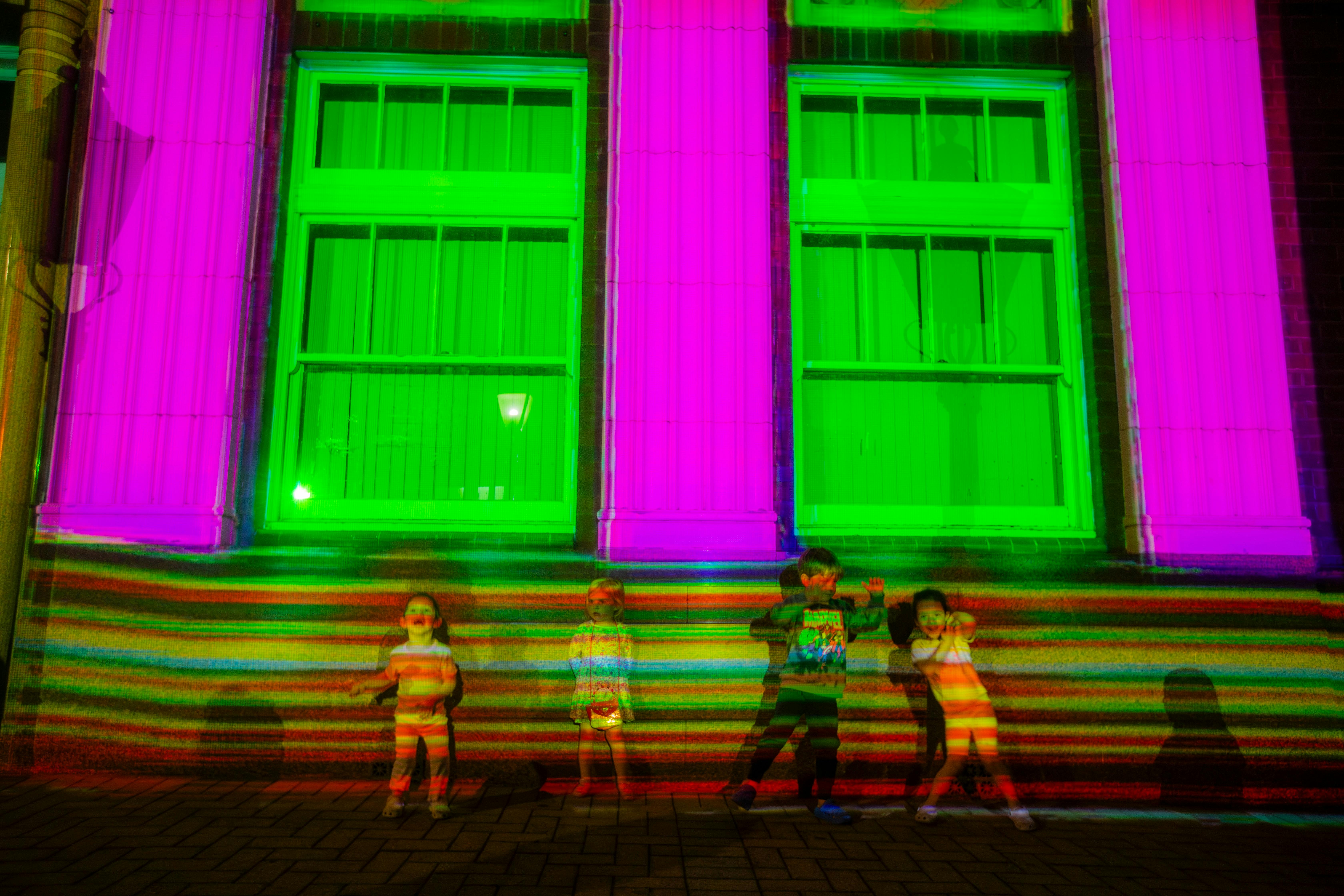 Building lit up