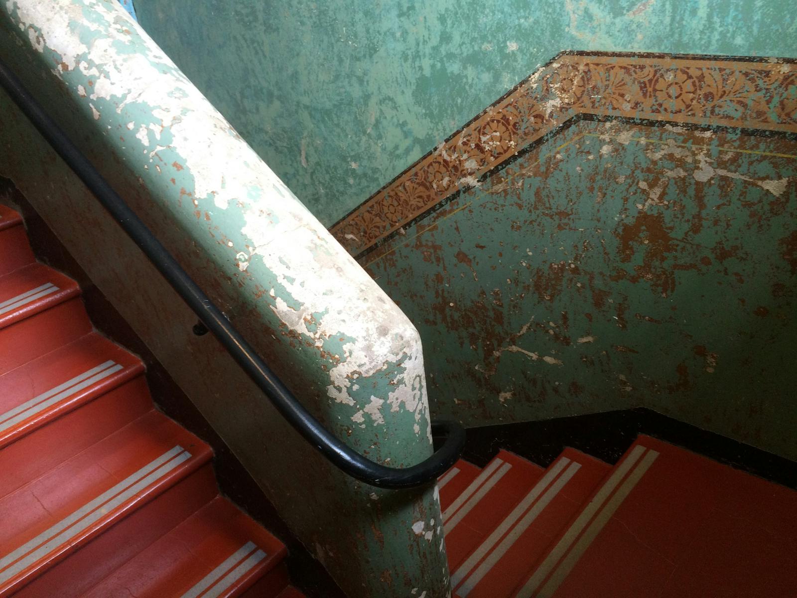 Close up of stairs and railing