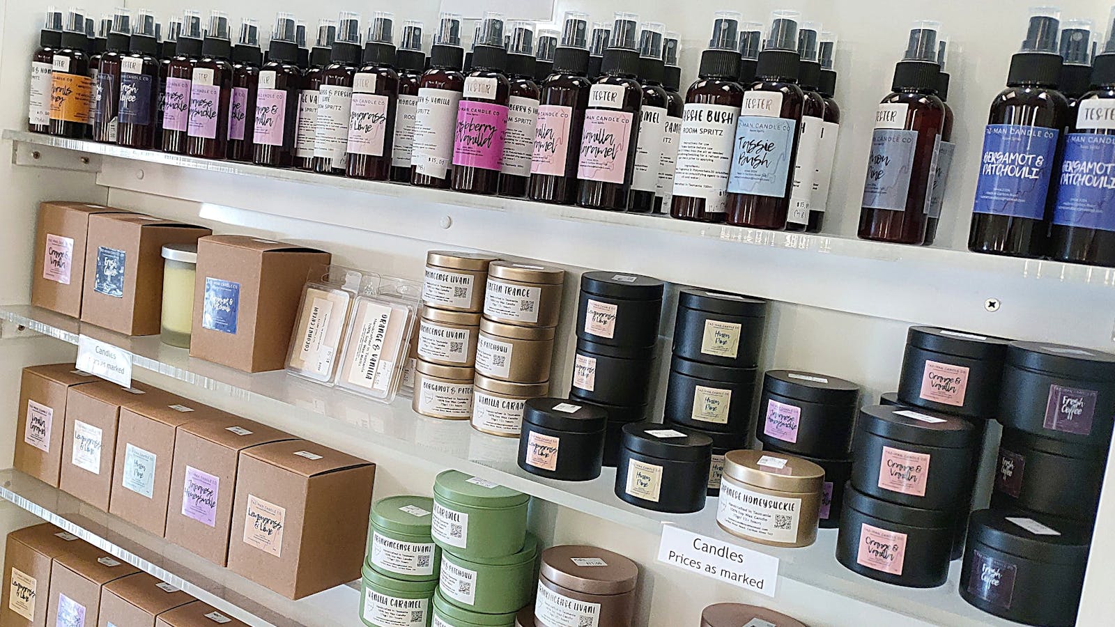 Candles, room spritz at Harmony on High Street