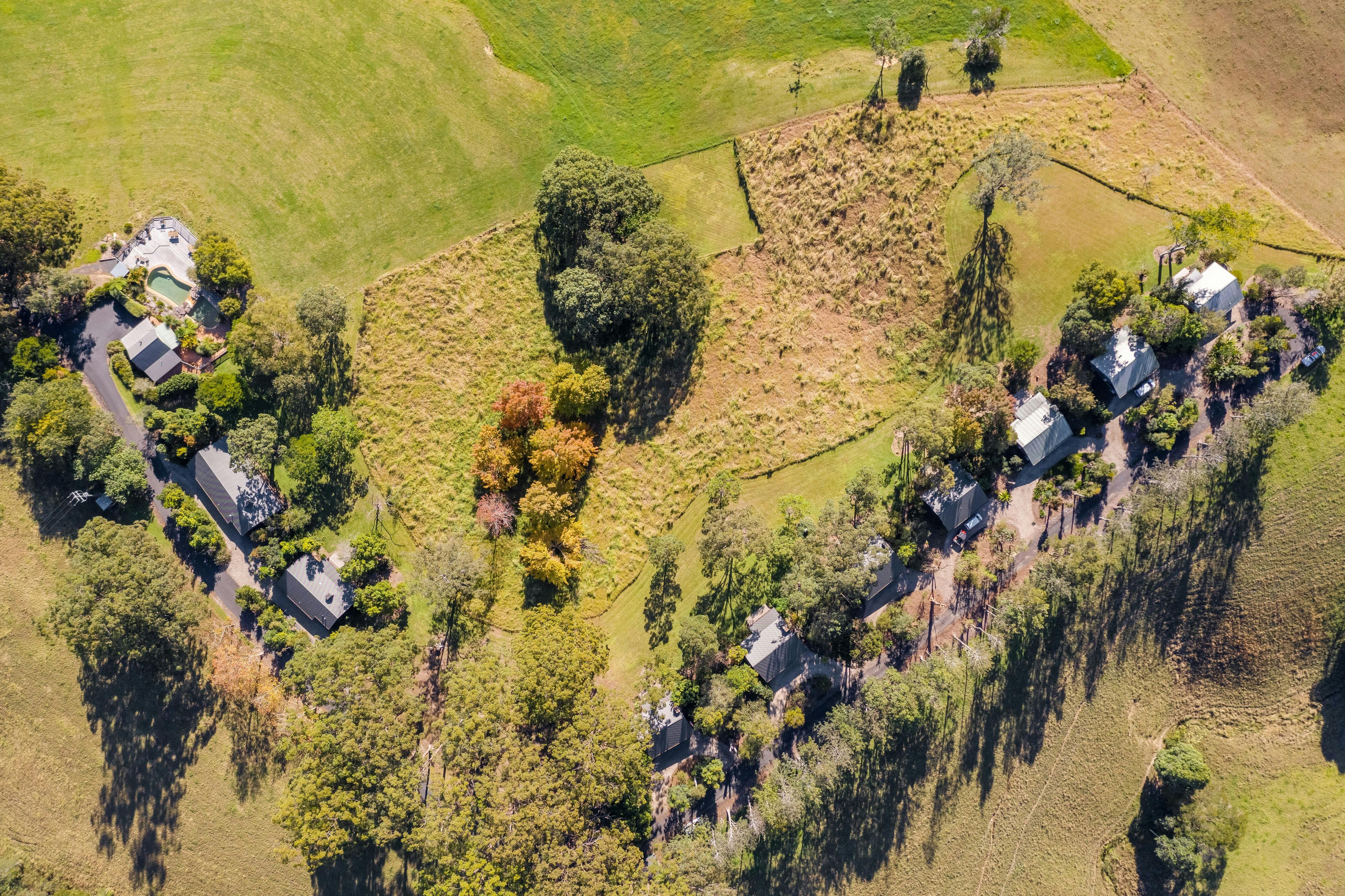 Drone shot of cottages