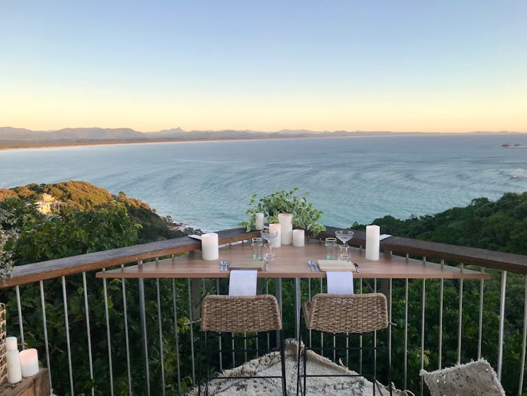 Floating breakfast bar overlooking Byron Bay