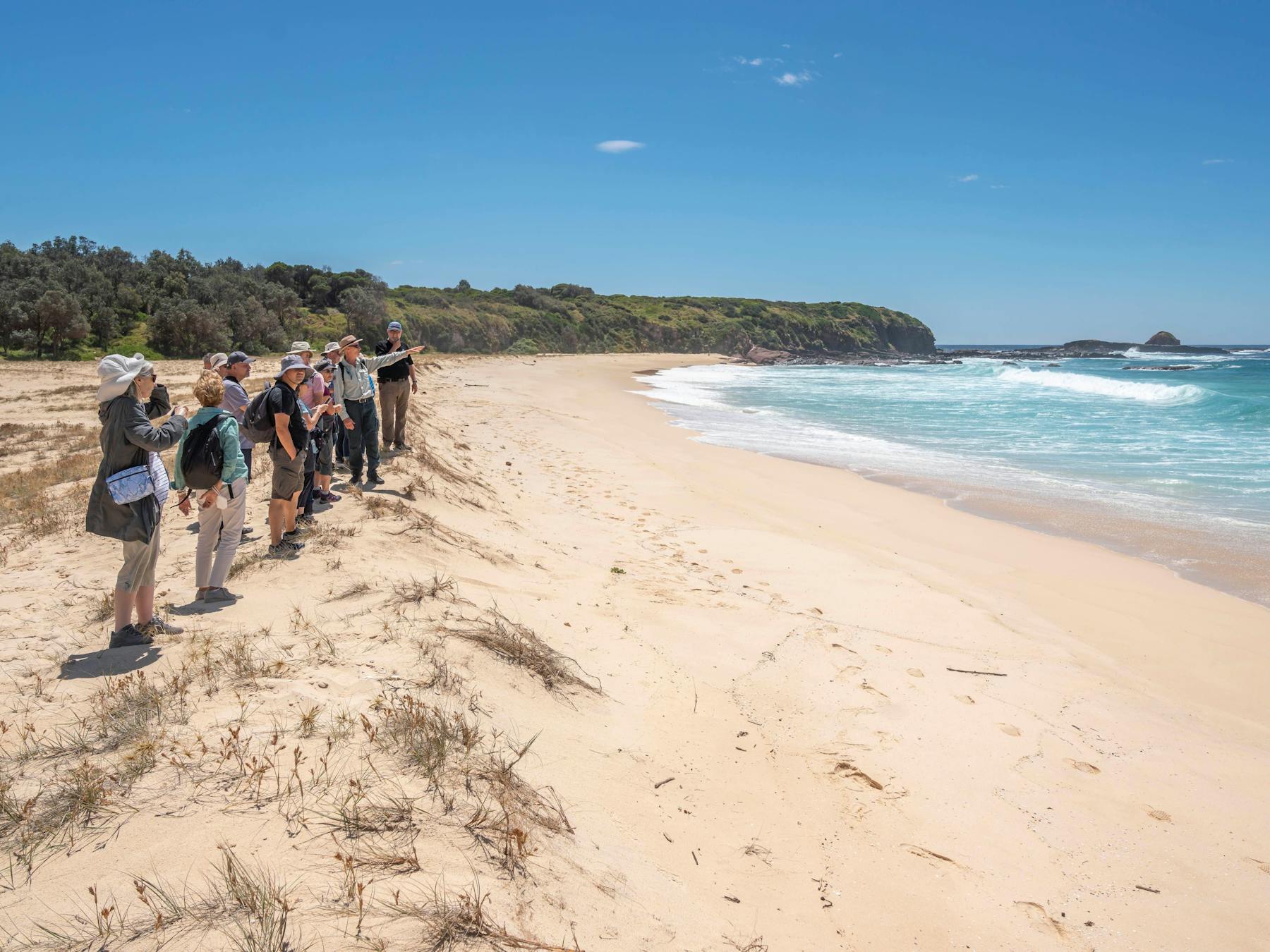 RGuide on Beach with group