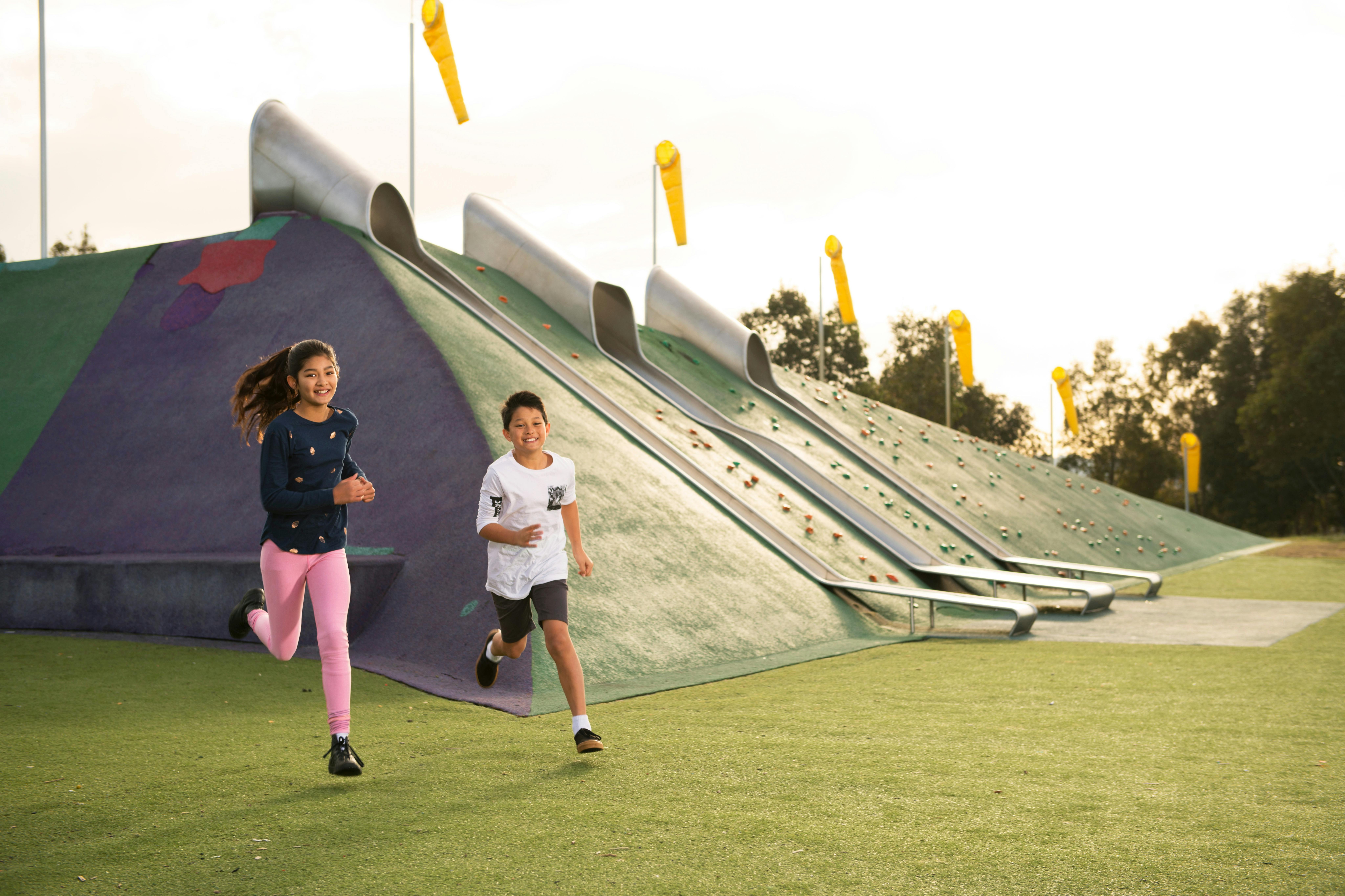 Kids playing at Blaxland Riverside Playground
