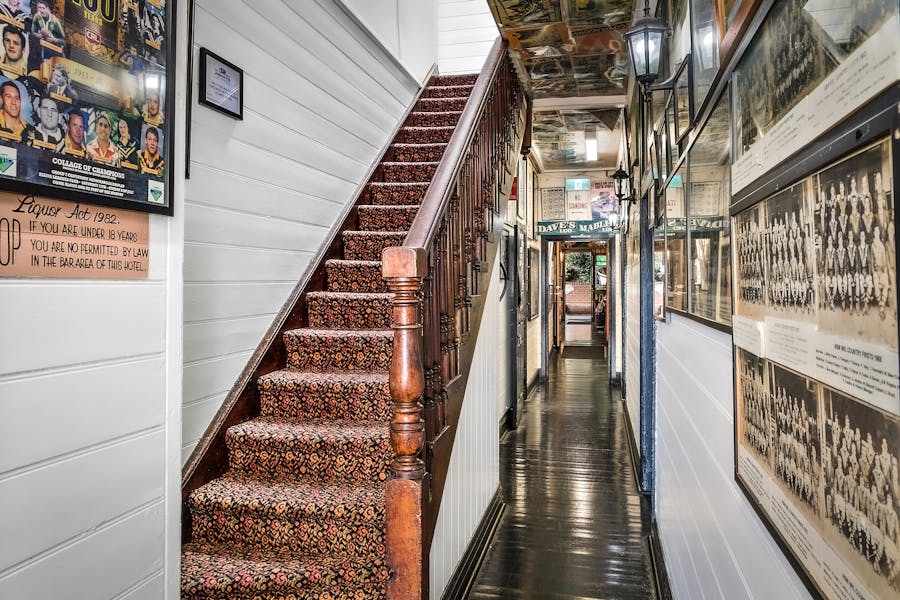 Stairs middle of building to upstairs accommodation