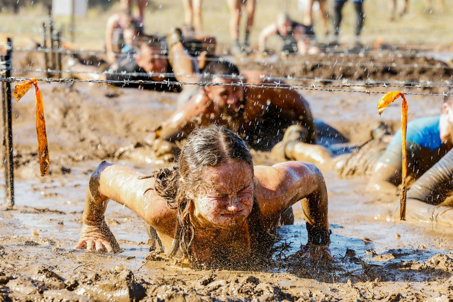 Barbed wire mud crawl
