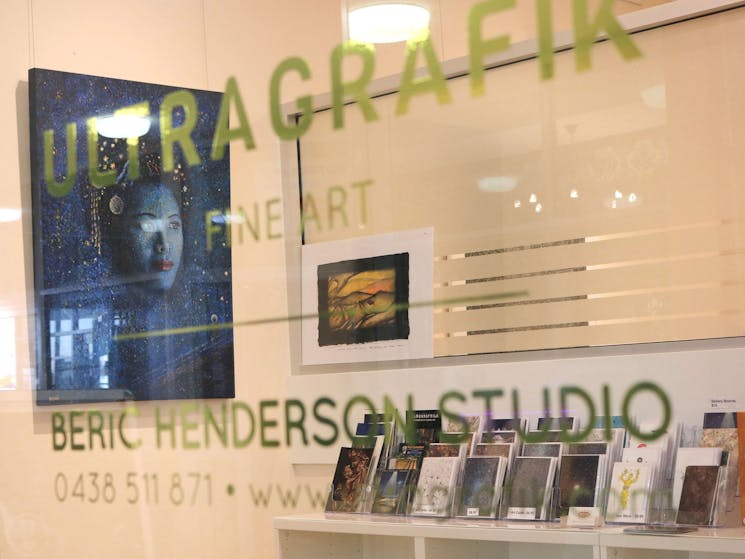 Front Window view to left of the Ultragrafik Gallery shop
