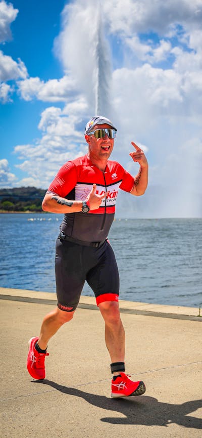 Local Age Group Competitor from Vikings Triathlon Club at Challenge Canberra 2023