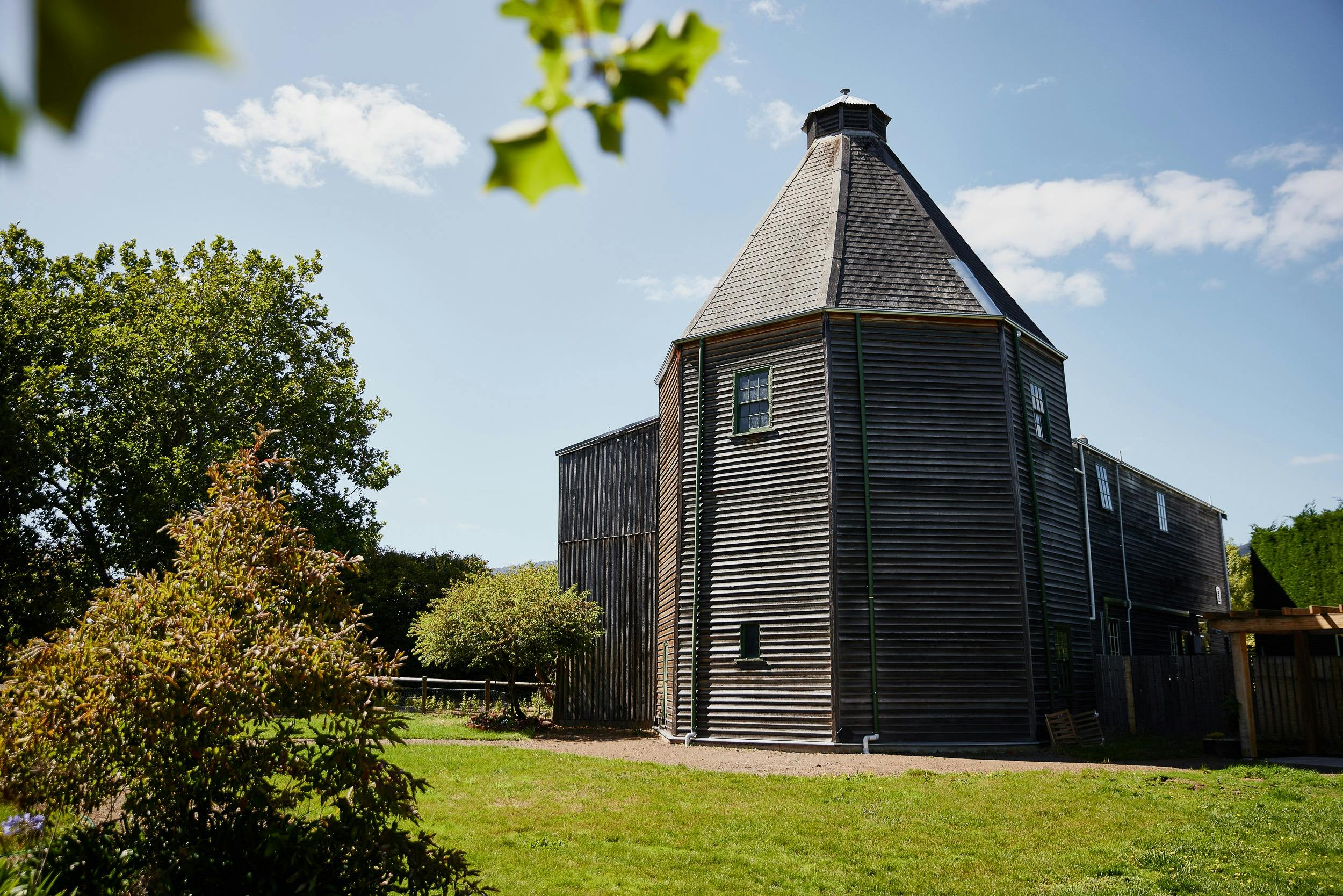 outside of the hop kiln building