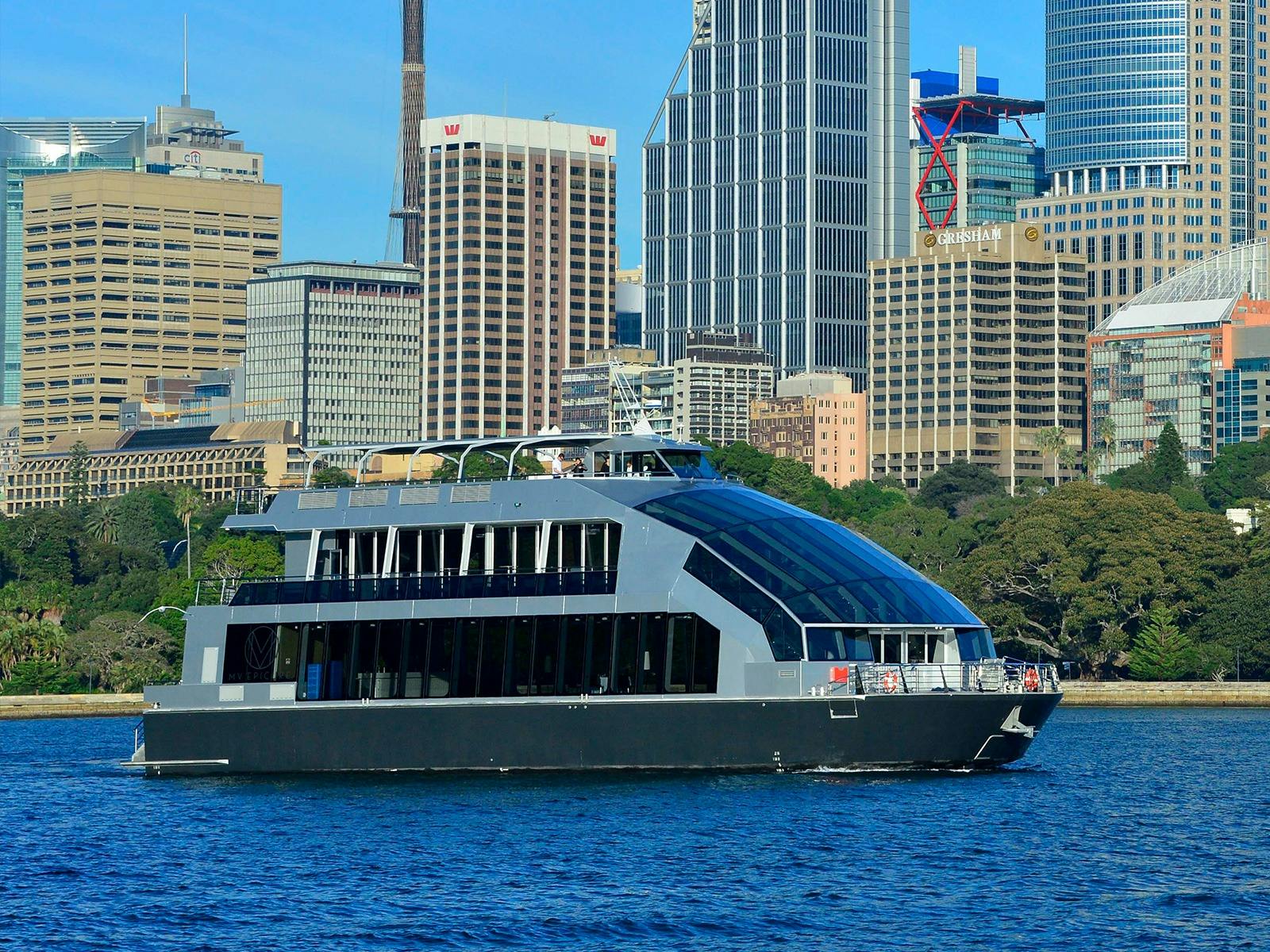 Cruise aboard the Clearview for a splendid waterfront dining experience.