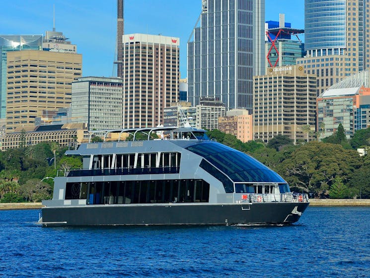 Cruise aboard the Clearview for a splendid waterfront dining experience.