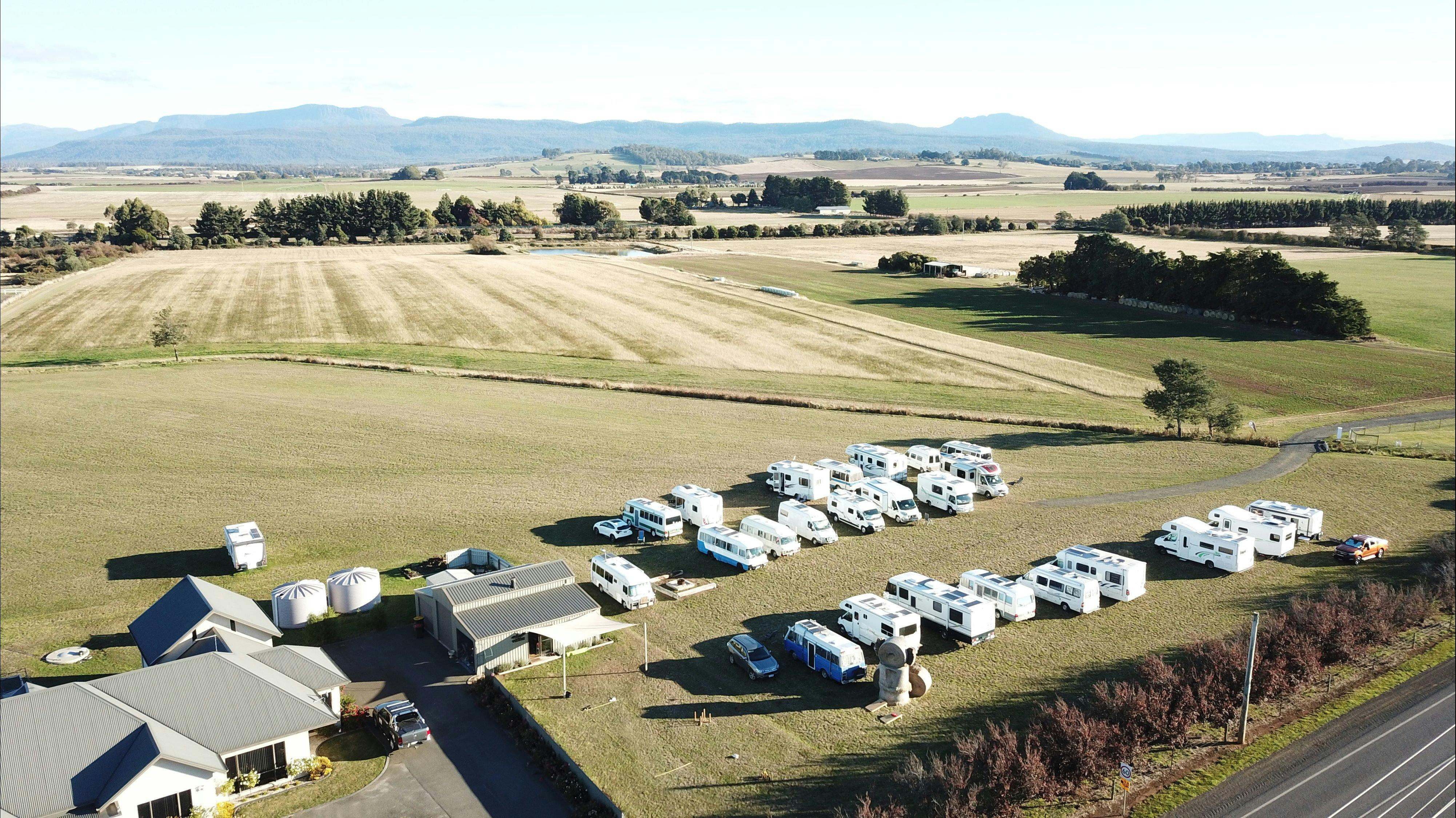 Plenty of space, easy access for large vehicles with views of  The Great Western Tiers