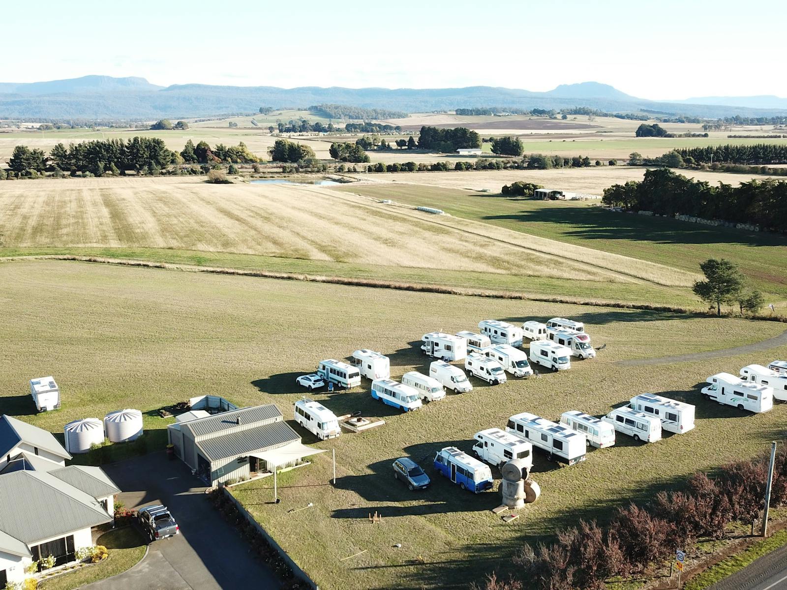 Plenty of space, easy access for large vehicles with views of  The Great Western Tiers