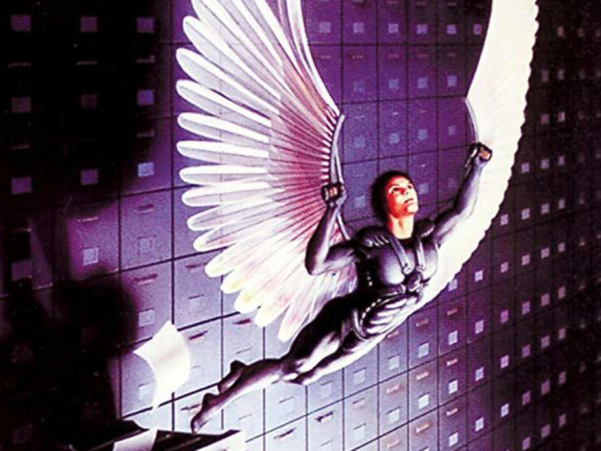 Image from Brazil showing a winged figure emerging from a wall of filing cabinets