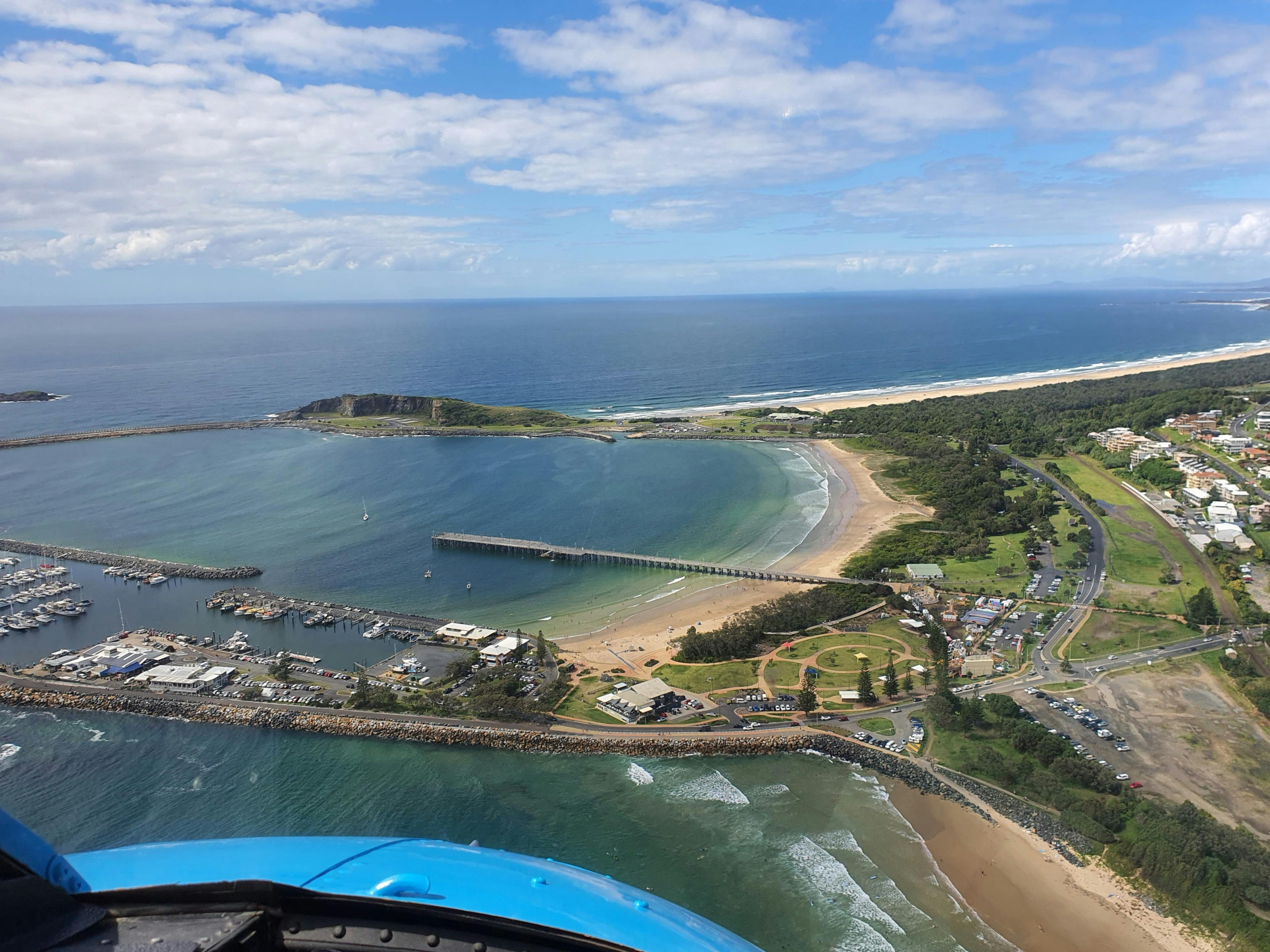 View from a Helicopter of Coffs Harbour Marina & Jetty