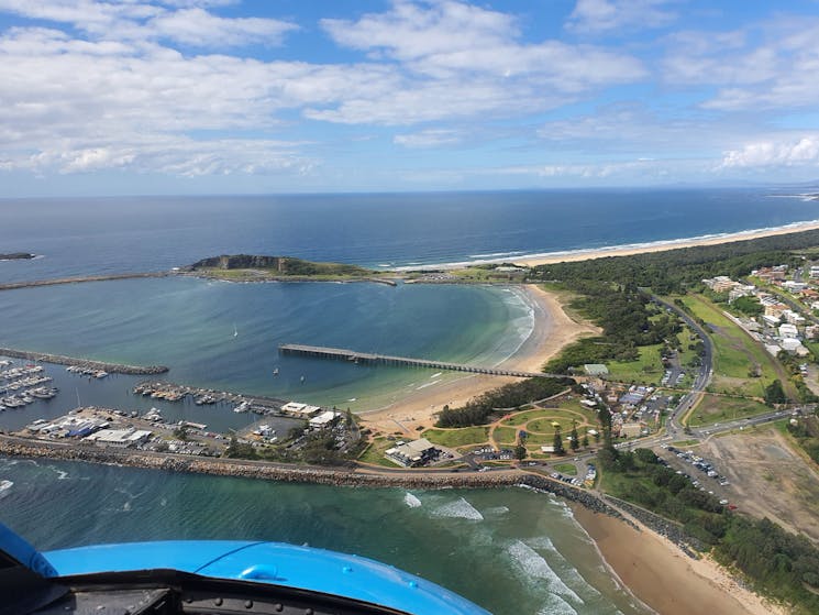 View from a Helicopter of Coffs Harbour Marina & Jetty