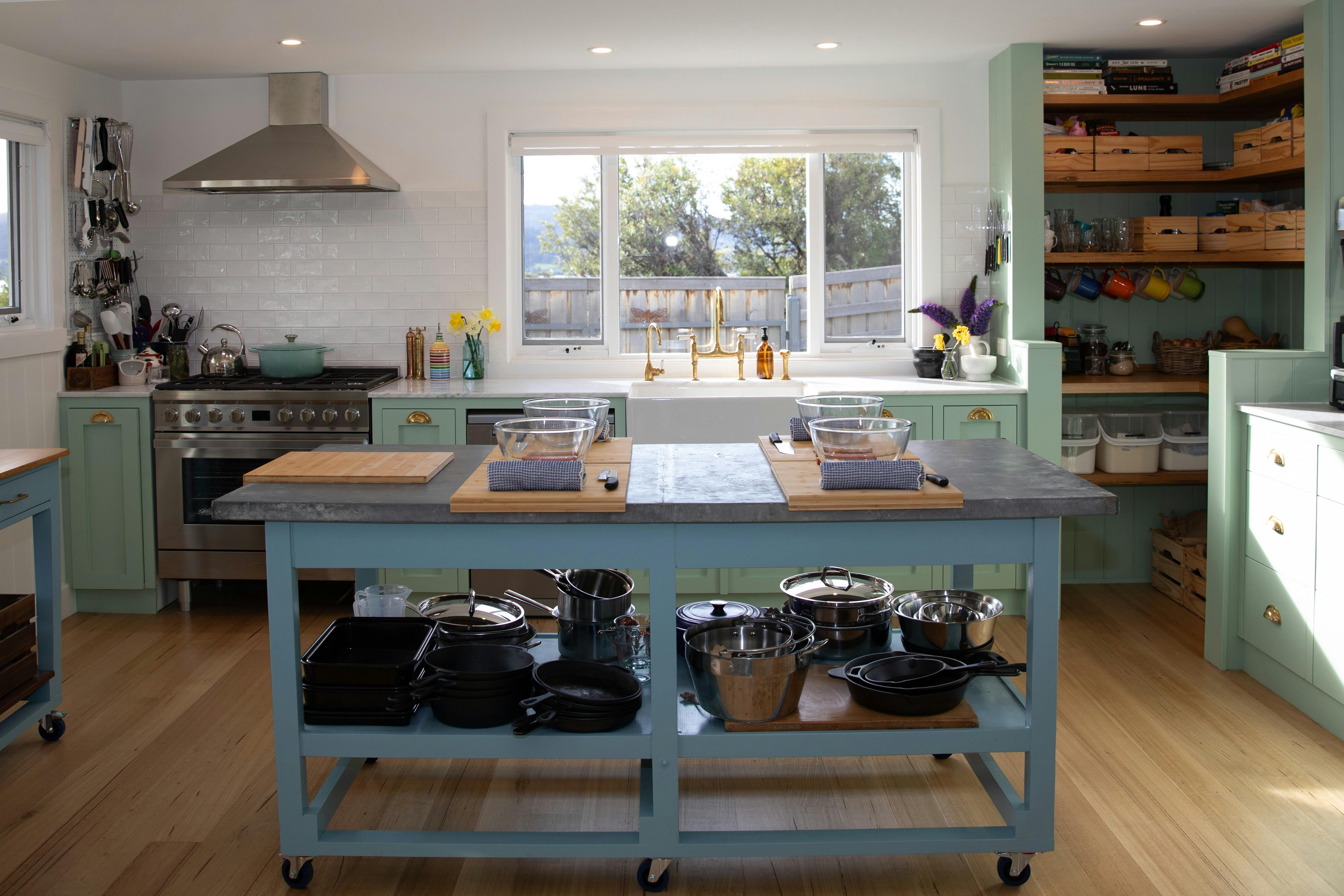 Farmhouse kitchen at Florian Cottage cooking school in the Huon Valley, Tasmania