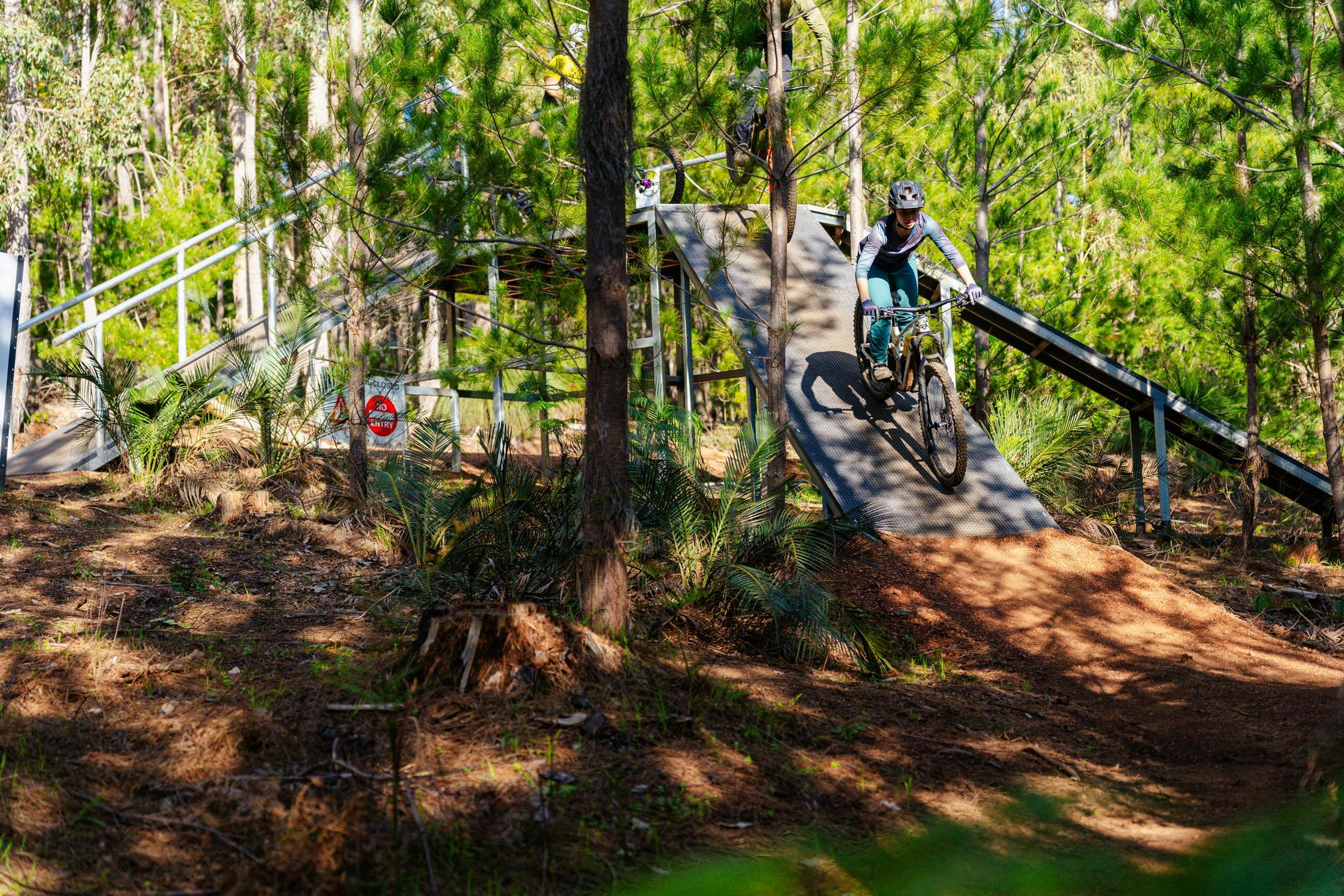 Starting ramp at the Toms Crossing Mountain Bike Trails trailhead in Dwellingup, Western Australia