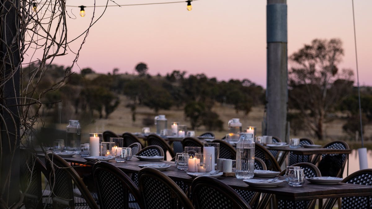 Enjoying sunset dining at Balancing Heart Vineyard