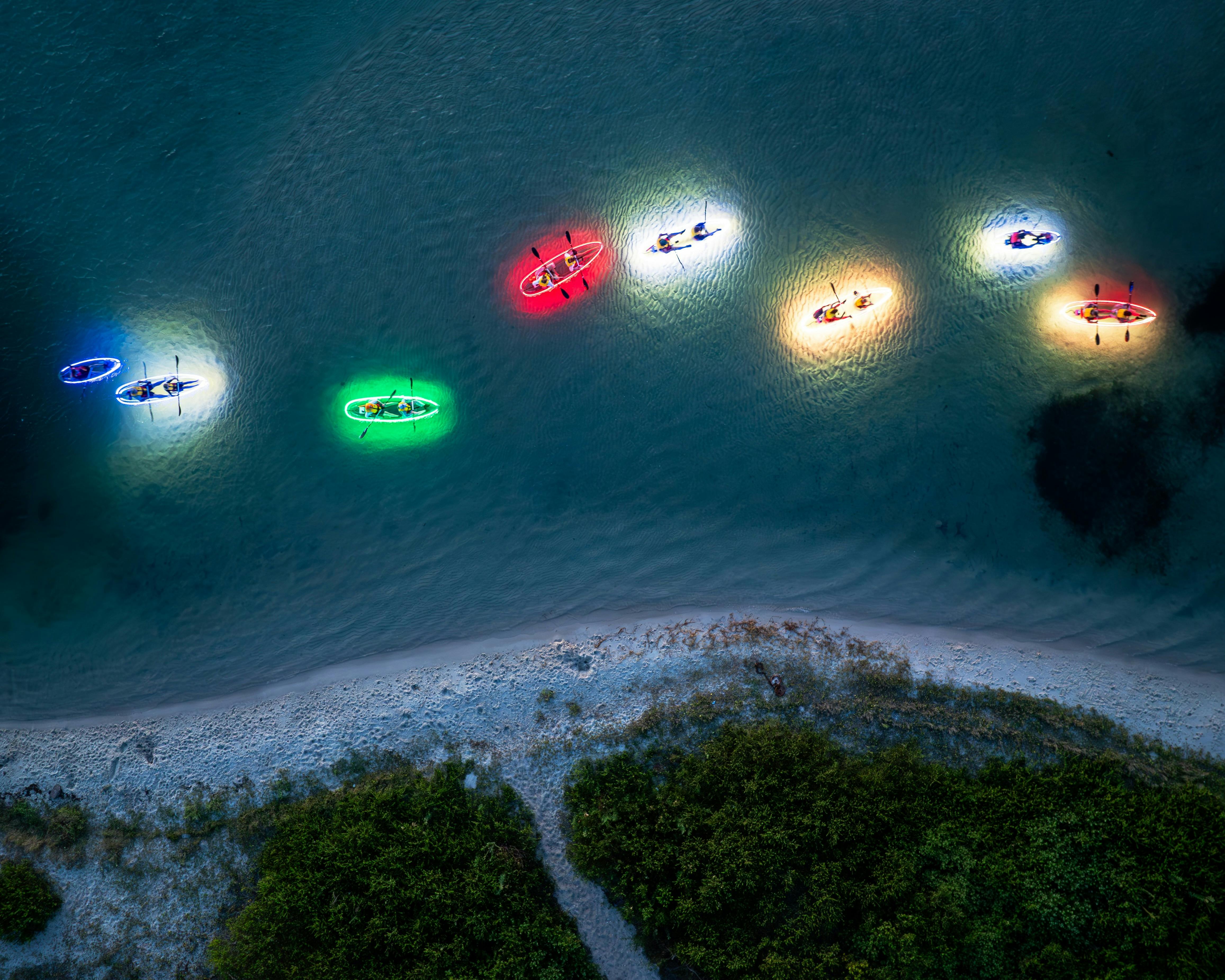 Drone shot light up kayaks