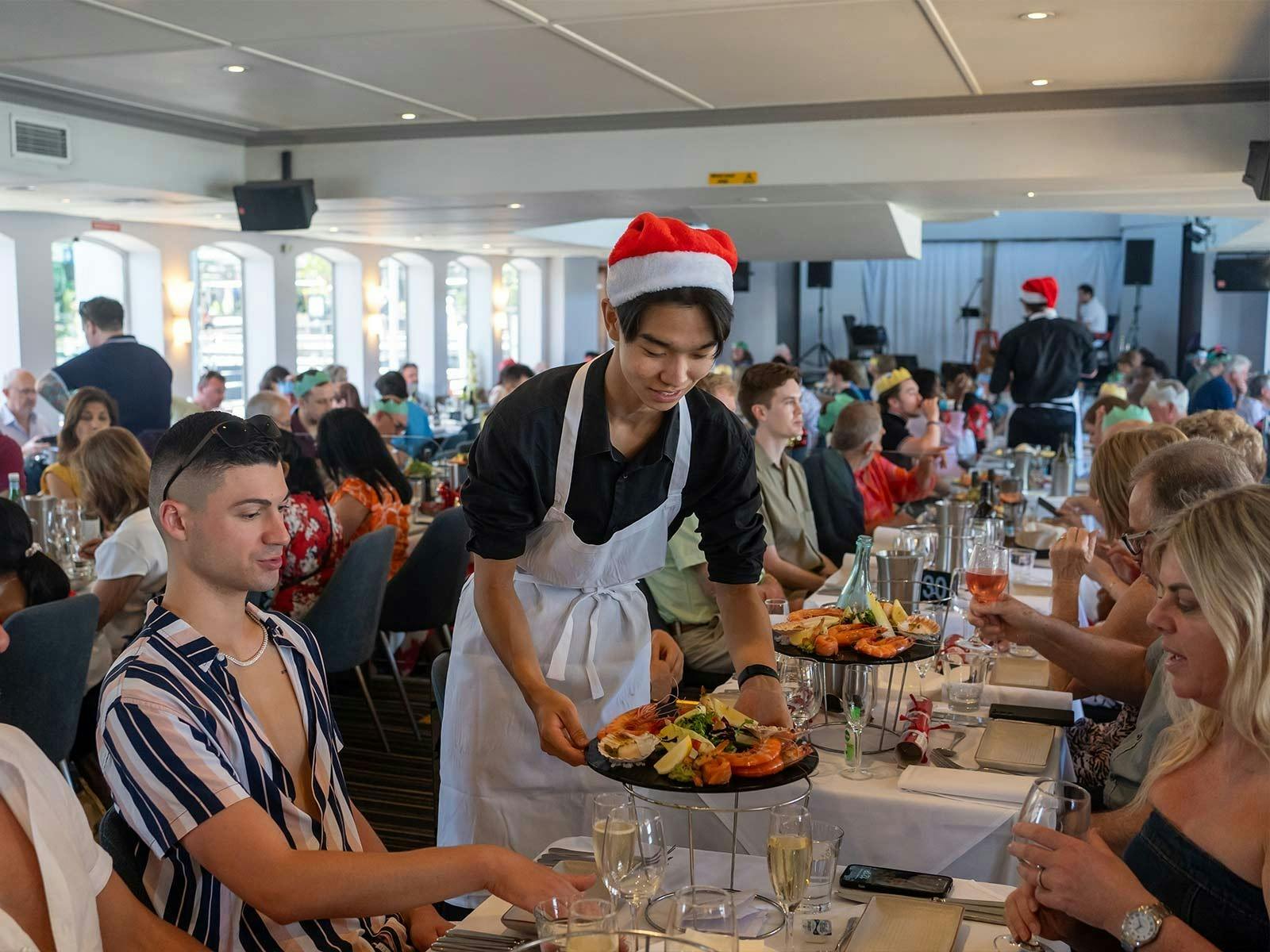 Christmas Day on board Sydney Showboat, with lunch, laughter and good company around the table.