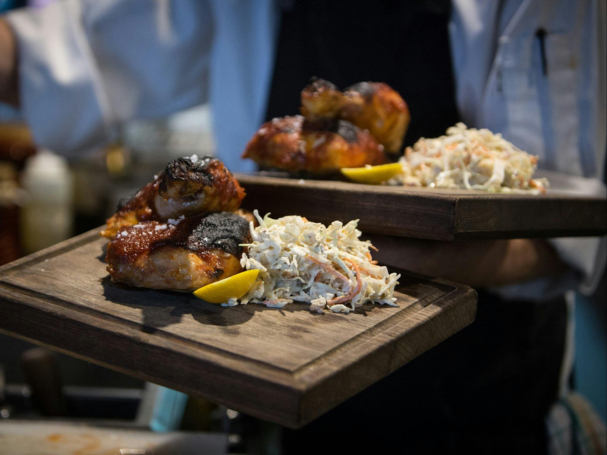 Food served on boards