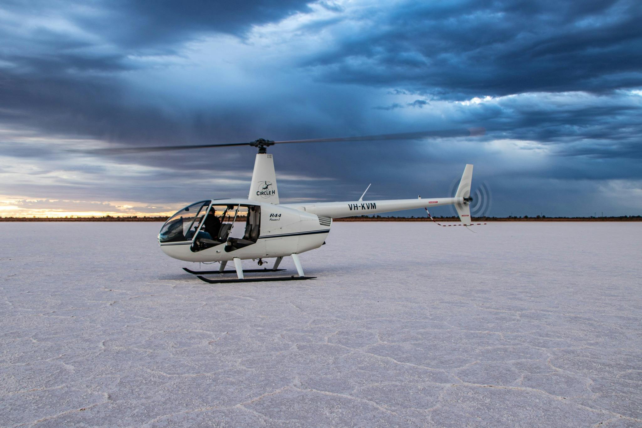 Helicopter Landed  on Salt Lake