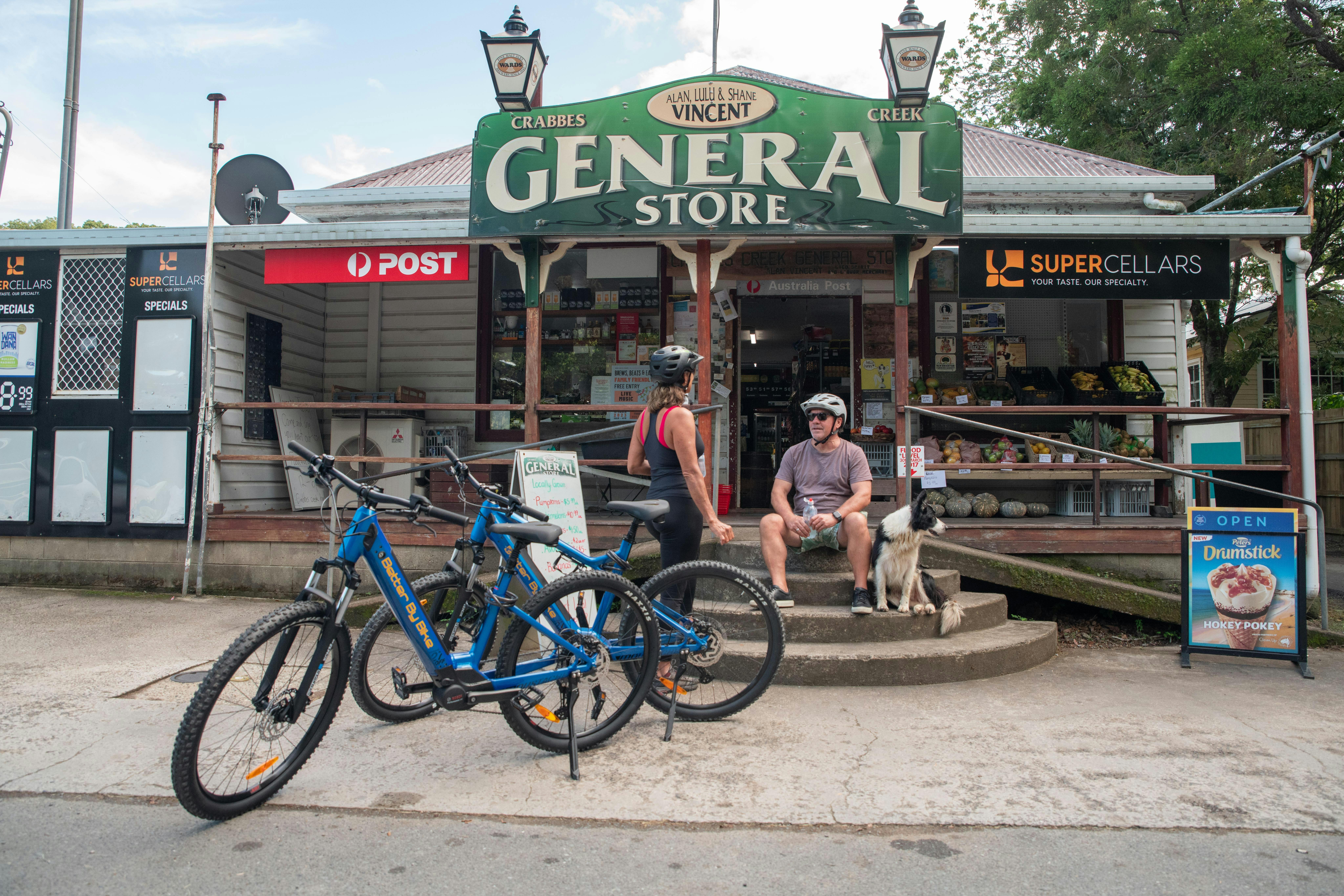 Taking a break at one of the many villages on the Northern Rivers Rail Trail with Better By Bike