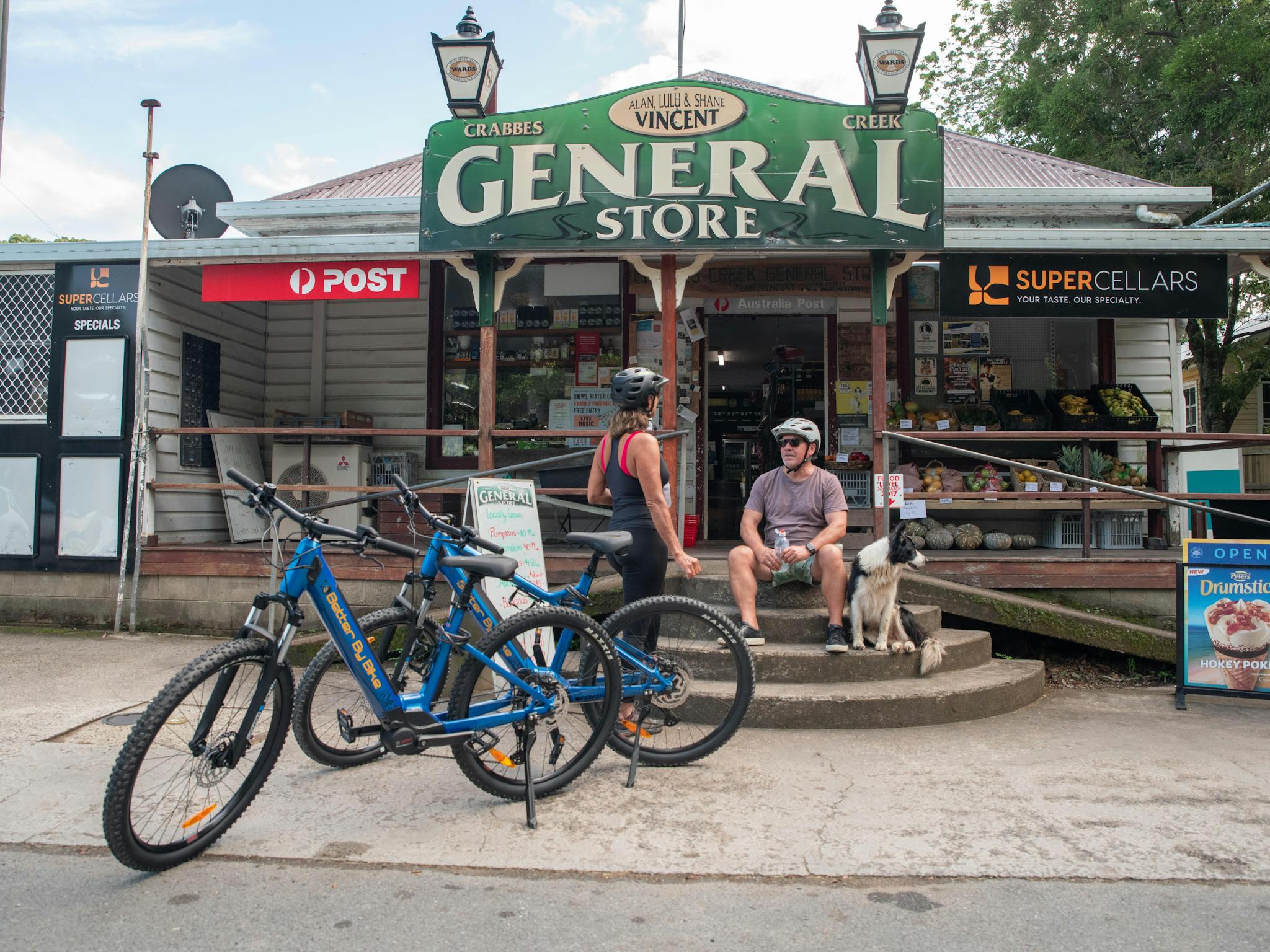 Taking a break at one of the many villages on the Northern Rivers Rail Trail with Better By Bike