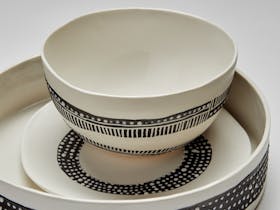 White ceramics with black detail