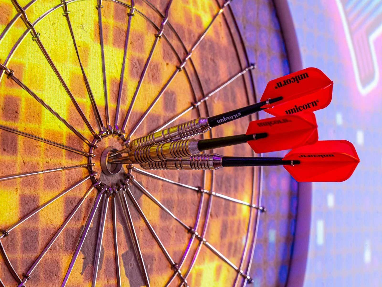 glow dart board at kiss my axe