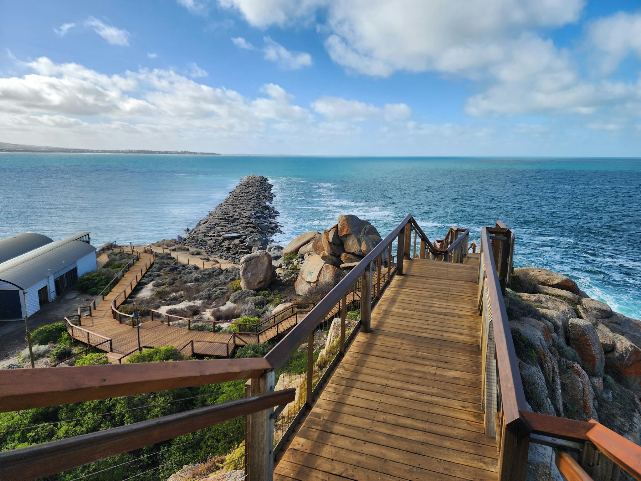 Breakwater and boardwalk on Granite Island, Victor Harbor on the Fleurieu Peninsula Tour