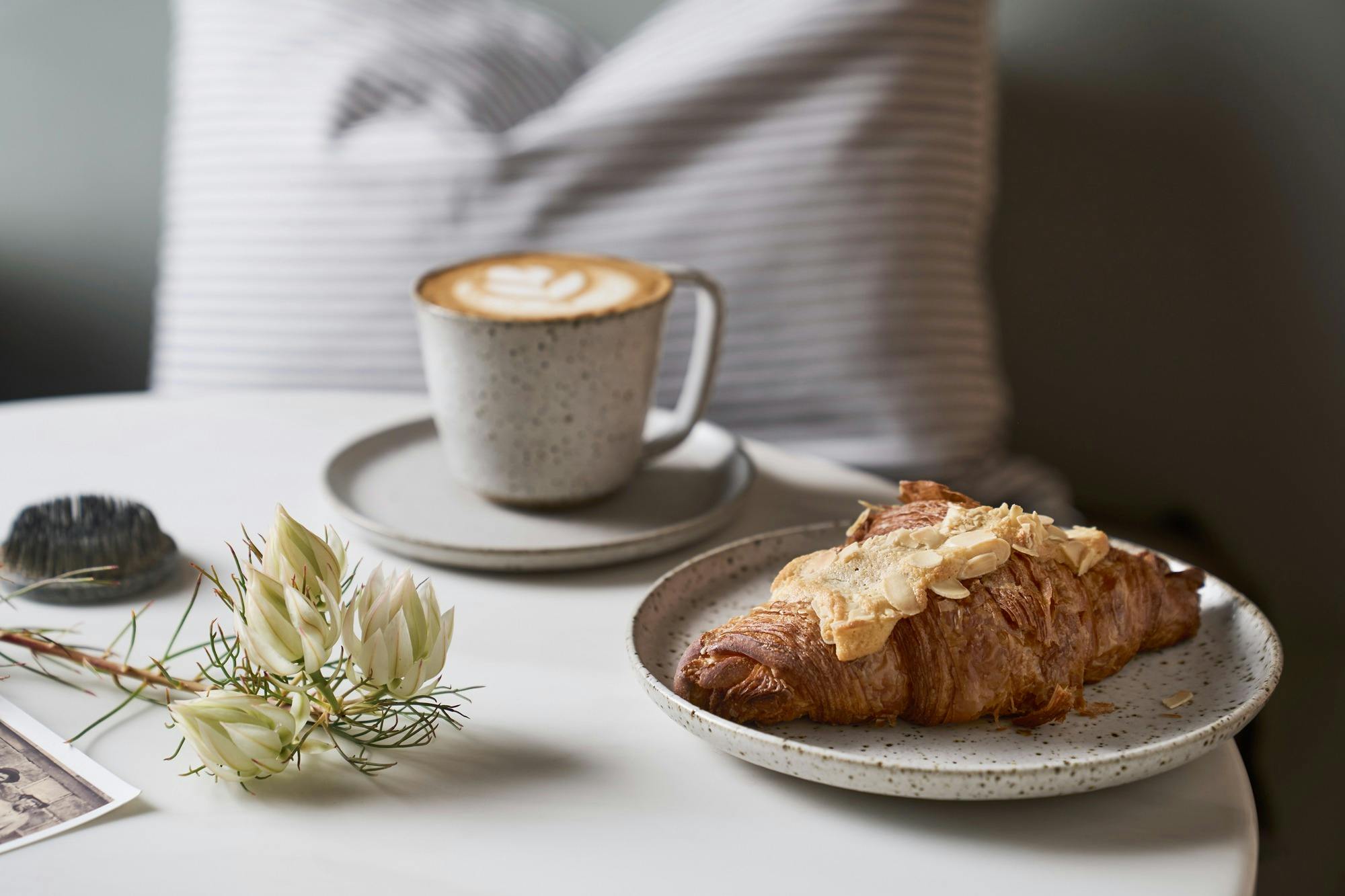Great coffee and almond croissant
