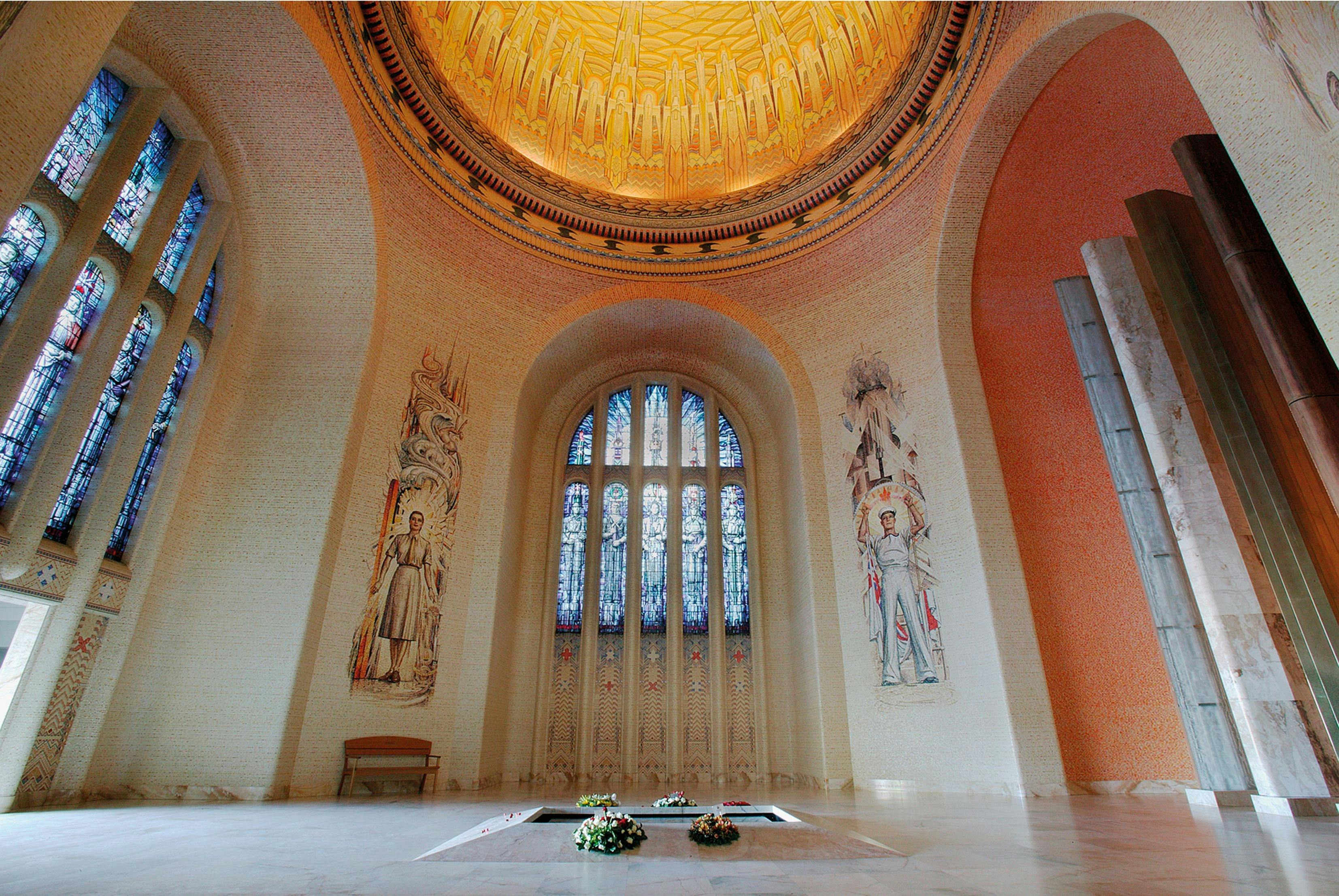 Stained glass windows in the Hall of Memory at the Australian War Memorial