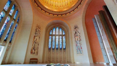Stained glass windows in the Hall of Memory at the Australian War Memorial