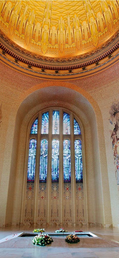 Stained glass windows in the Hall of Memory at the Australian War Memorial