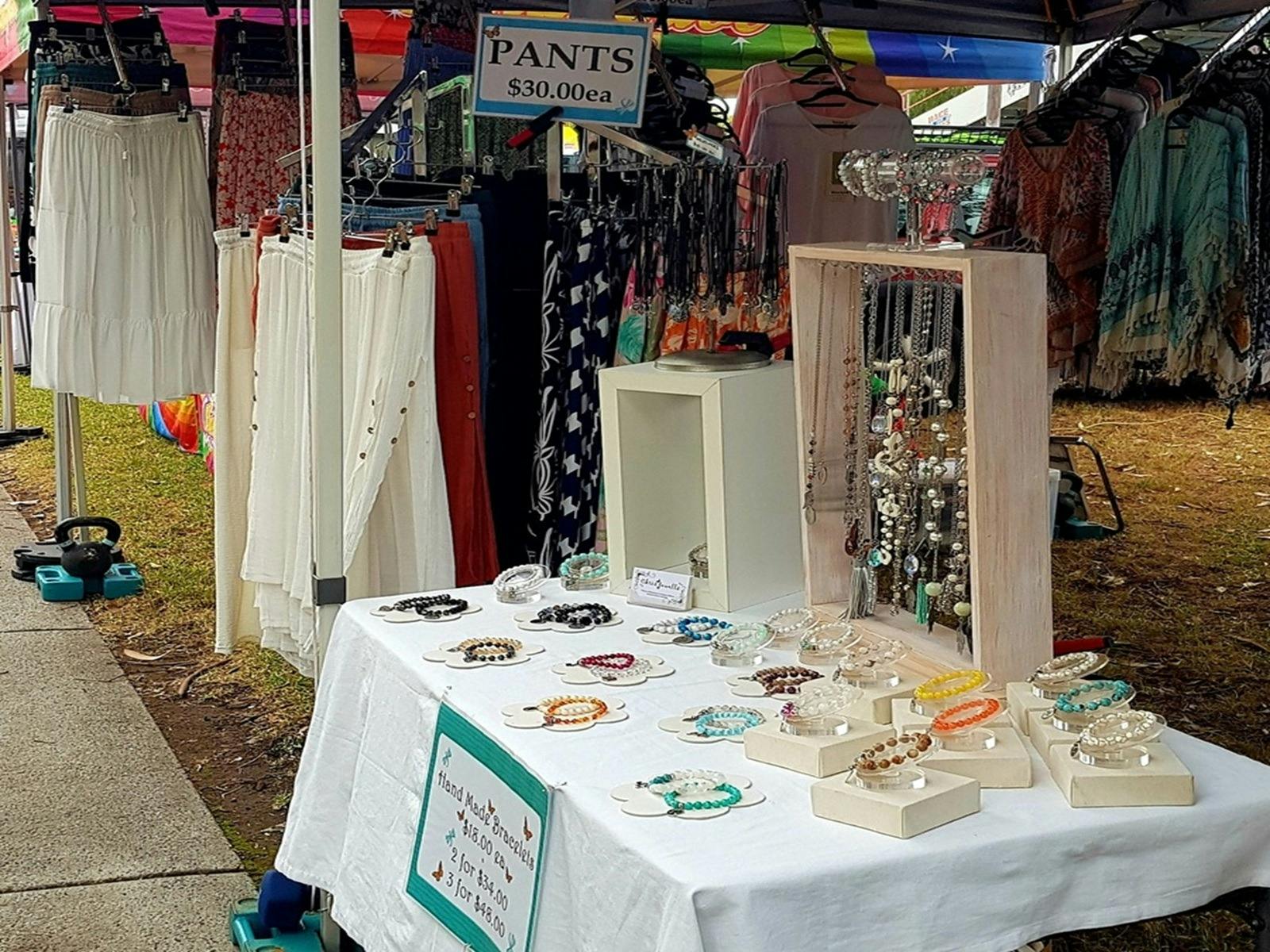 Chris Jewels jewellery on a table at a market stall