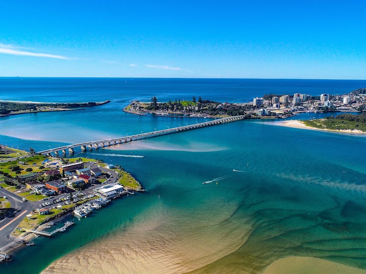 An aerial view showing the stunning waterways of Forster NSW