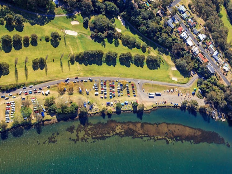 Aerial, river, golf course, boat ramp, launch, shoalhaven river, nowra