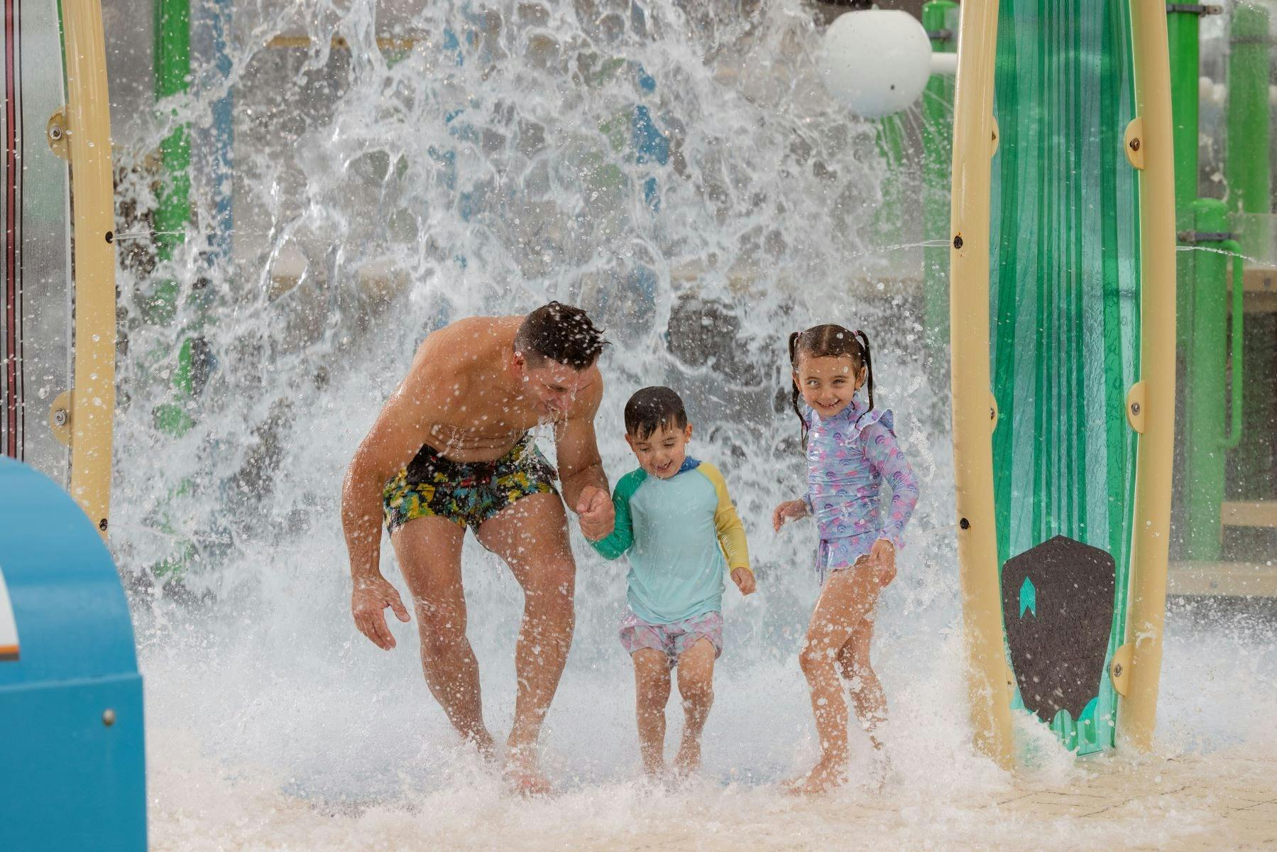 Family enjoying at a waterpark