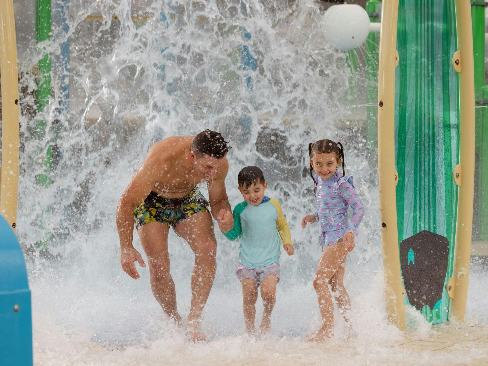 Family enjoying at a waterpark